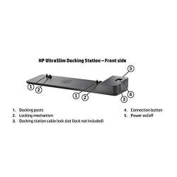 HP UltraSlim Docking Station, passend zu EliteBook 820/840/850/1040/9470m, Zbook14, Refurbished, keine Originalverpackung, inkl. Netzteil 2x DisplayPort 1.2, 1x VGA
