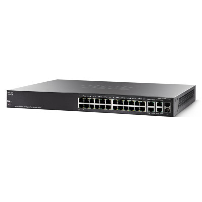 Cisco Small Business SG300-28MP - Switch - L3 - verwaltet - 24 x 10/100/1000 (PoE+) + 2 x 10/100/1000 + 2 x Kombi-Gigabit-SFP - Desktop, an Rack montierbar - PoE+ (375 W) USED, ohne Verpackung