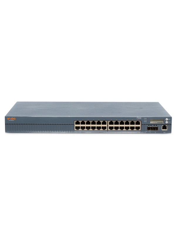 HPE 7024 (RW) - 4000 Mbit/s - 2048 Benutzer - IEEE 802.11ad - IEEE 802.11ax - IEEE 802.3af - IEEE 802.3at - 10,100,1000 Mbit/s - 3DES - AES - Kabelgebunden 24-port 400W PoE+ 10G BASE-X SFP+ 32 AP & 2K Clients Controller