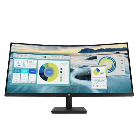 HP P34hc Curved Display (Schwarz), 34" WQHD VA, 65W USB-C Power Delivery, Webcam, 3 Jahre Garantie (Austausch am naechsten Arbeitstag)