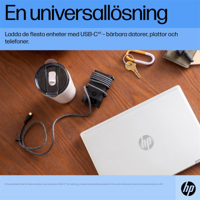 HP USB-C 65W Laptop-Ladegerät. Zweck: Notebook, Netzteiltyp: Indoor, Eingangsspannung: 90 V. Schwarz. Kabellänge: 0,18 m, Breite: 97 mm, Tiefe: 53,5 mm. Menge pro Packung: 1 Stück(e), Mitgelieferte Kabel: USB Typ-C, Verpackungsbreite: 97 mm. Palettengewic