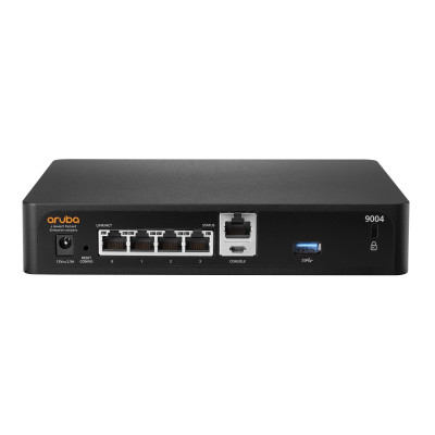 HPE Aruba 9004 (RW) - Schwarz - LAN - Status - WAN - WLAN - 100,1000 Mbit/s - 3DES - AES - RJ-45 - 25 W 4-Port GbE RJ45 Gateway