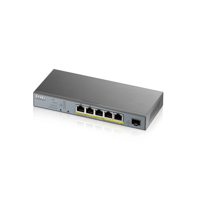 ZyXEL GS1350-6HP-EU0101F - Managed - L2 - Gigabit Ethernet (10/100/1000) - Power over Ethernet (PoE) - Wandmontage 6 Port managed CCTV PoE switch - long range - 60W - 802.3BT