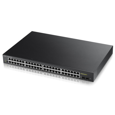ZyXEL GS1900-48 - Switch - Smart - 48 x 10/100/1000+ 2 Gigabit SFP - Switch - 1 Gbps 48-Port - IPv6 - Voll-Duplex - Ethernet - Power over Ethernet - RJ-45 - Managed - Rack-Modul