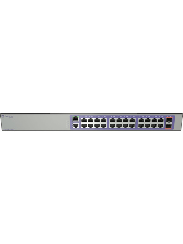 Extreme Networks 220-24P-10GE2 - Managed - L2/L3 - Gigabit Ethernet (10/100/1000) - Power over Ethernet (PoE) - Rack-Einbau - 1U Series 24 port 10/100/1000BASE-T PoE+ (185W) - 2 10GbE unpopulated SFP+ ports - 1 Fixed AC PSU - 1 RPS port - L2 Switching wit