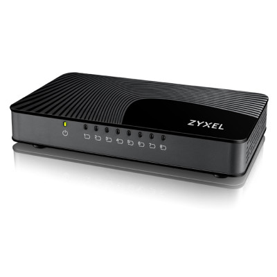 ZyXEL GS-108S v2 - Gigabit Ethernet (10/100/1000) 8-Port Desktop Gigabit Ethernet Media Switch - 8- RJ-45 10/100/1000 Mbps - 8K MAC address - 150g