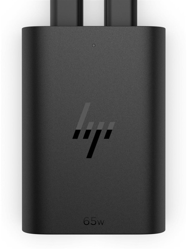 HP 65 W GaN USB-C-Laptop-Ladegerät. Aufladetyp: Indoor, Energiequelle: USB, Aufladekompatibilität: Handy, Notebook, Tablet, USB Typ-C Anzahl Anschlüsse: 2, Schnellladung. Kabellänge: 1 m, Schwarz