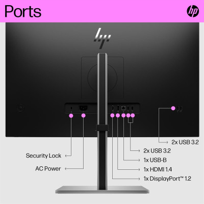 HP E27q G5. 68,6 cm (27 Zoll), Display-Auflösung: 2560 x 1440 Pixel,  Quad HD,  LCD, Reaktionszeit: 5 ms, Natives Seitenverhältnis: 16:9, Bildwinkel, horizontal: 178°, Bildwinkel, vertikal: 178°. Integrierter USB-Hub, USB-Hub-Version: 3.2 Gen 1 (3.1 Gen 1