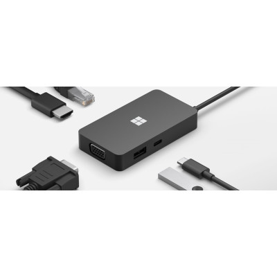 Microsoft 1E4-00002. Hub-Schnittstellen: HDMI, RJ-45, USB 3.2 Gen 1 (3.1 Gen 1) Type-C, USB 3.2 Gen 2 (3.1 Gen 2) Type-A, VGA. Schwarz
