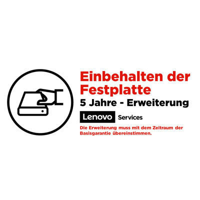 Lenovo 5 Jahre Einbehalten der Festplatte (Erweiterung). Anzahl Benutzerlizenzen: 1 Lizenz(en), Zeitraum: 5 Jahr(e), Typ: Vor Ort Lenovo Gold Partner Schweiz