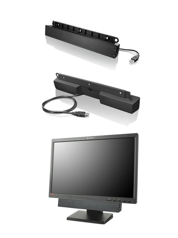 Lenovo USB Soundbar. Audio Kanäle: 2.0 Kanäle, RMS-Leistung: 2,5 W. Rauschverhältnis (SNR): 70 dB. Schwarz, Empfohlene Nutzung: PC. Kabelgebunden. Breite: 66 mm, Tiefe: 41 mm, Höhe: 345 mm Lenovo Gold Partner Schweiz