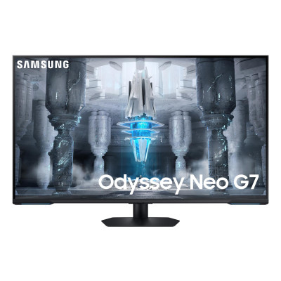 Samsung Odyssey Neo G7. 109,2 cm (43 Zoll), Display-Auflösung: 3840 x 2160 Pixel,  4K Ultra HD,  LED, Reaktionszeit: 1 ms, Natives Seitenverhältnis: 16:9, Bildwinkel, horizontal: 178°, Bildwinkel, vertikal: 178°. Eingebaute Lautsprecher. Integrierter USB-