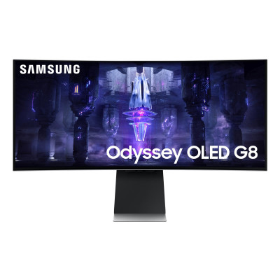 Samsung Odyssey Neo G8 LS34BG850SUXEN. 86,4 cm (34 Zoll), Display-Auflösung: 3440 x 1440 Pixel,  UltraWide Quad HD,  OLED, Reaktionszeit: 0,1 ms, Natives Seitenverhältnis: 21:9, Bildwinkel, horizontal: 178°, Bildwinkel, vertikal: 178°. Eingebaute Lautspre