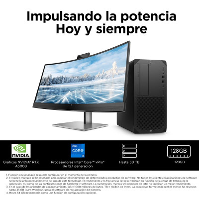 HP HP Z2 Tower G9  i9-13900K, 64GB (4x16GB), 1TB HP Z Turbo Drive PCIe NVMe M.2 SSD, No dedicated graphics, HP miniDP-to-DP Adapter (2-pack), No Keyboard and Mouse Included, Rear Flex Port USB A, No Wi-Fi, No WWAN, Windows11 Pro, 450W