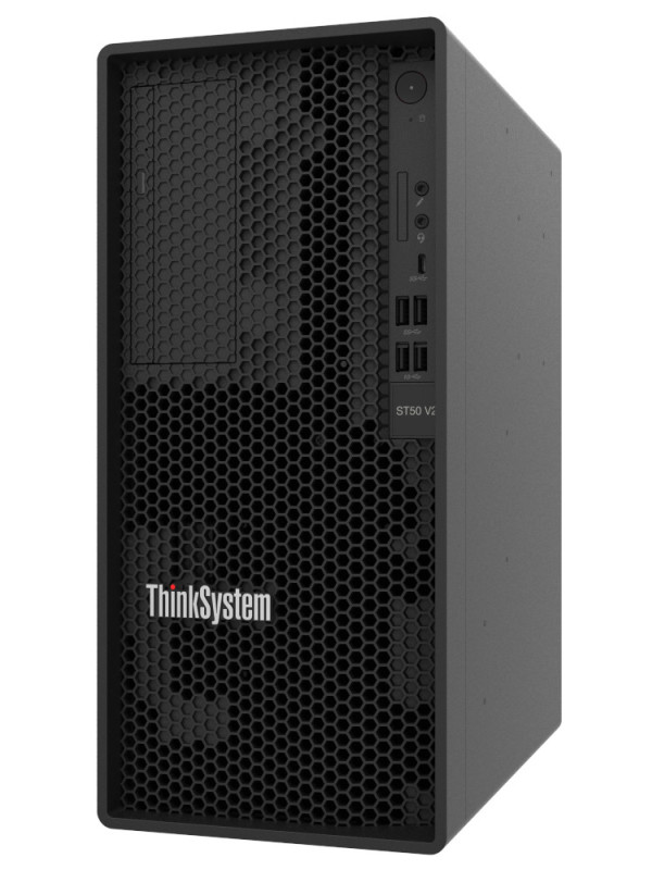 Lenovo ThinkSystem ST50 V2. Intel Xeon E, 3,1 GHz, Prozessor: E-2324G. Speicherkapazität: 16 GB,  DDR4-SDRAM, Speicherlayout: 1 x 16 GB. 1,92 TB. Eingebauter Ethernet-Anschluss, Verkabelungstechnologie: 10/100/1000Base-T(X). Stromversorgung: 500 W. Gehäus