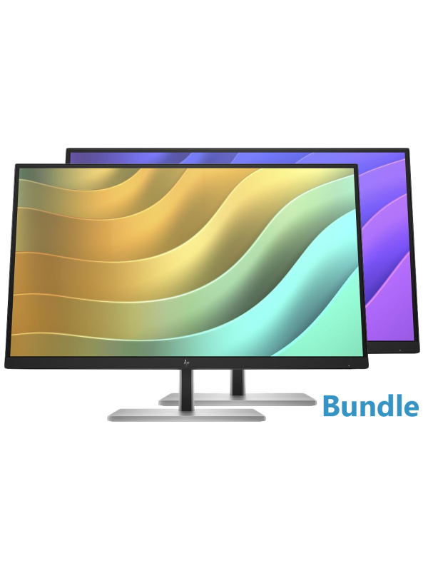 HP E27u & E27q G5 Workplace - Bundle aus 2 x 27" QHD (2560x1440)@75Hz, 16:9, IPS 350 nits, 109 PPI, HP Eye Ease, 4x USB-A, DP 1.2 In, HDMI 1.4 and USB-B, 99% sRGB, Height Adjustable 150mm, Color Tuned, New 2023 Design