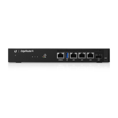 UbiQuiti Networks EdgeRouter 4 - Ethernet-WAN - Gigabit Ethernet - Schwarz 4-Core 1GHz MIPS64 - 1GB DDR3 - 4GB eMMC - 8MB SPI NOR - 13W - (3) 10/100/1000 Ethernet Router Ports - (1) 1Gbps SFP Port - (1) RJ45 Serial