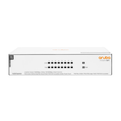 HPE Instant On 1430 8G Class4 PoE 64W - Unmanaged - L2 - Gigabit Ethernet (10/100/1000) - Vollduplex - Power over Ethernet (PoE) HPE Renew Produkt,  Switch - 8G Klasse4 PoE 64 W