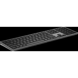 HP 975 Drahtlose Dual-Mode-Tastatur, 2mm Tastenhub, Verbindung über BT 5.0 oder 2,4GHz Wireles, Tastaturbeluchtung, schweizer QWERTZ Layout, Li-Ion Aku f.bis zu 6 Monate, USB-C Anschluss f. Laden, 10 Reichweite 649g Gewicht, 7 hot keys, 1 Jahr Garantie
