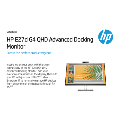 HP E27d & E27q G4 Display Bundle, 27" QHD (2560x1440), FHD Webcam, 1x DP in, 1x DP out, 1x HDMI, 1x USB-C 100W, 1x USB-C, RJ45