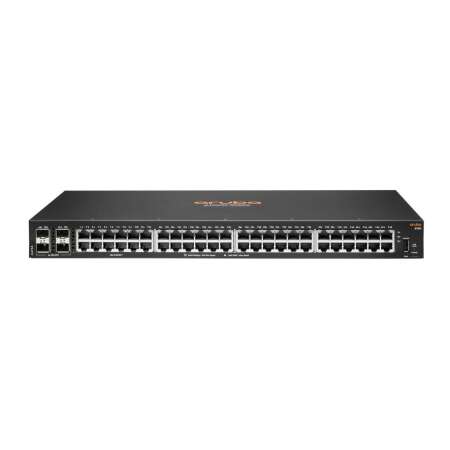 HPE Aruba 6100 48G 4SFP+. Switch-Typ: Managed, Switch-Ebene: L3. Basic Switching RJ-45 Ethernet Ports-Typ: Gigabit Ethernet (10/100/1000), Anzahl der basisschaltenden RJ-45 Ethernet Ports: 48. MAC-Adressentabelle: 8192 Eintragungen, Routing-/Switching-Kap