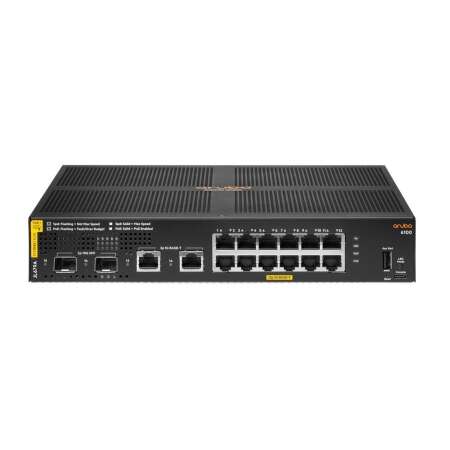 HPE 6100 12G PoE Switch, Managed, L3, Gigabit Ethernet, PoE, Rack-Einbau, 1U, 2G/2SFP+ Ports, 139W Power, 68 Gbit/s Kapazität
