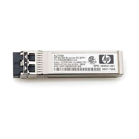 HPE 8Gb SFP+ Transceiver, 8000 Mbit/s, Short Wave, B-Series, HP SN6000B, Fibre Channel, 1 Pack, 8 Ports, SFP+