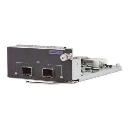HPE 5130/5510 10GbE SFP+ 2-port Module. Optischer Kabelverbinder: SFP+. Datenübertragungsrate: 10 Gbit/s. Kompatibilität: HPE FlexNetwork 5130 HI & HPE FlexNetwork 5510 HI. Abmessungen (BxTxH): 95 x 148 x 40 mm, Gewicht: 200 g