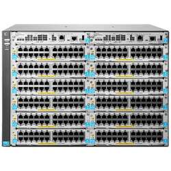 HPE 5412R zl2 Switch, 444,5mm x 450,9mm x 307,9mm, 17,3kg, 12 freie Modulsteckplätze, max. 96 10GbE-Anschlüsse, 288 autosensing 10/100/1000 Ports oder mini-GBICs, inklusive.