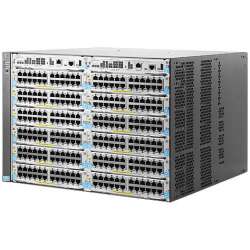 HPE 5412R zl2 Switch, 444,5mm x 450,9mm x 307,9mm, 17,3kg, 12 freie Modulsteckplätze, max. 96 10GbE-Anschlüsse, 288 autosensing 10/100/1000 Ports oder mini-GBICs, inklusive.