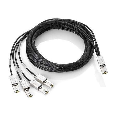 HPE StorageWorks 4m External Mini-SAS to 4x1 Mini-SAS Cable. Kabellänge: 4 m, Anschluss 1: Mini-SAS, Anschluss 2: 4 x Mini-SAS