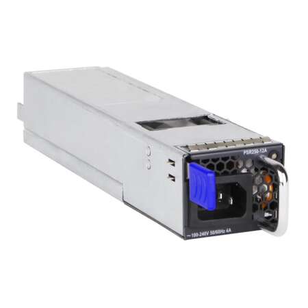HPE JL590A. Produkttyp: Stromversorgung, Produktfarbe: Schwarz, Blau, Silber. Kompatibilität: HPE FlexFabric 5710. Stromverbrauch (Standardbetrieb): 250 W. Breite: 305 mm, Tiefe: 51 mm, Höhe: 64 mm