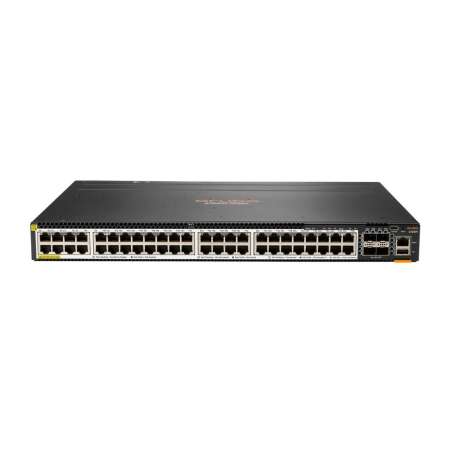 HPE Aruba 6300M - Switch - L3 - managed - 48 x 100/1000/2.5G/5G (PoE+) HPE Renew Produkt,  + 4 x 1 Gigabit / 10 Gigabit / 25 Gigabit / 50 Gigabit SFP56 (Uplink / Stacking) - Front und Seite zu Hinterseite - an Rack montierbar - PoE+ (2880 W)