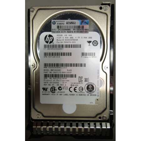 HPE HP 600GB hot-plug dual-port SAS HDD, 2.5", 600 GB, 10000 RPM hard drive - 10,000 RPM - 6Gb/sec transfer rate - 2.5-inch small form factor (SFF) - Enterprise - SmartDrive Carrier (SC) - Not for use in MSA products
