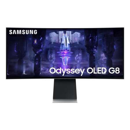 Samsung G85SB. 86,4 cm (34"), Display-Auflösung: 3440 x 1440 Pixel,  UltraWide Quad HD,  OLED, Reaktionszeit: 0,03 ms, Natives Seitenverhältnis: 21:9, Bildwinkel, horizontal: 178°, Bildwinkel, vertikal: 178°. Eingebaute Lautsprecher. VESA-Halterung, Höhen