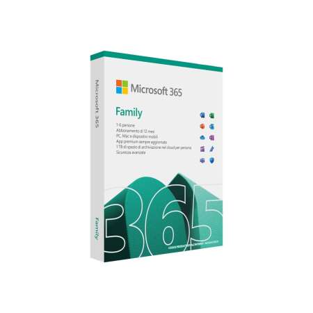 Microsoft 365 Family - Abonnement-Lizenz (1 Jahr) bis zu 6 Personen - ohne Medien - P10 - Win - Mac - Android - iOS - Italienisch - Eurozone
