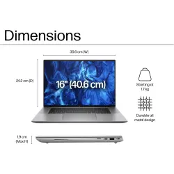 HP ZBook Studio 16 G11 - 16", 3840x2400, Core Ultra 7, 32GB RAM, DDR5, Nvidia RTX 2000 Ada 8GB, 1TB NVMe, Wi-Fi 7, Bluetooth 5.4, Fingerabdruckscanner, Tastaturbeleuchtung, Windows 11 Professional
