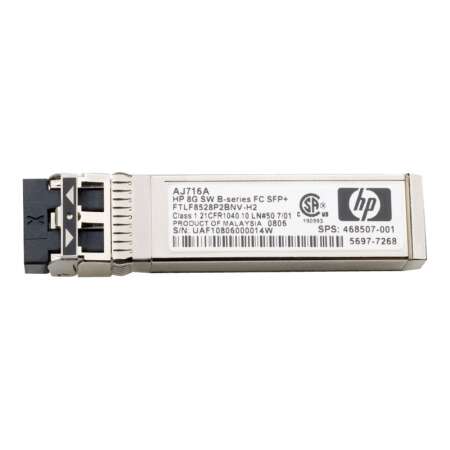 HPE B-Series - SFP+-Transceiver-Modul - 8 GB Fibre Channel (SW) HPE Renew Produkt,  Fibre Channel - für Brocade 16Gb/12 - 16Gb/24; HPE 8/24 - 8/8; StoreFabric SN4000 - SN6500 - SN8600B 4-slot