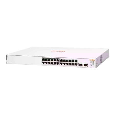 HPE Aruba Instant On 1830 24G 12p Class4 PoE 2SFP 195W Switch - Switch - Smart - 12 x 10/100/1000 + 12 x 10/100/1000 (PoE+) HPE Renew Produkt,  + 2 x Gigabit SFP - Desktop - an Rack montierbar - PoE+ (195 W)