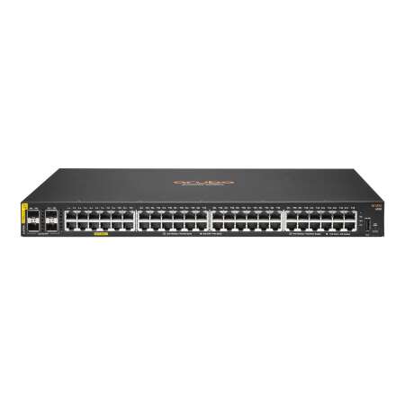 HPE Aruba 6100 48G Class4 PoE 4SFP+ 370W Switch - Switch - managed - 48 x 10/100/1000 (PoE+) HPE Renew Produkt,  + 4 x 1 Gigabit / 10 Gigabit SFP+ - Seite-zu-Seite-Luftstrom - an Rack montierbar - PoE+ (370 W)
