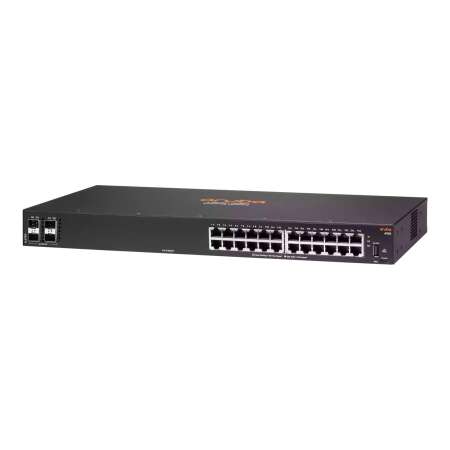 HPE Aruba 6100 24G 4SFP+ Switch - Switch - managed HPE Renew Produkt,  24 x 10/100/1000 + 4 x 1 Gigabit / 10 Gigabit SFP+ - Seite-zu-Seite-Luftstrom - an Rack montierbar