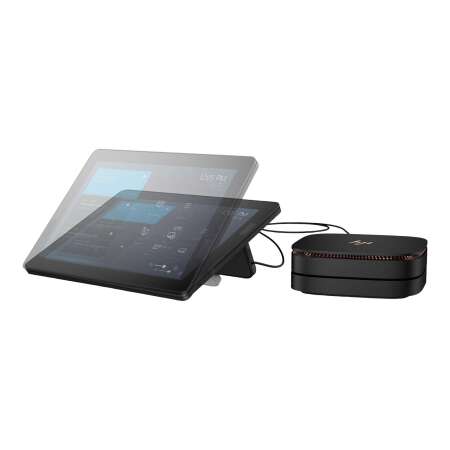 HP Elite Slice G2 Audio Ready with Microsoft Teams Rooms - USFF - Core i5 7500T / 2.7 GHz - vPro - RAM 8 GB - SSD 128 GB - NVMe - HD Graphics 630 - 1GbE - WLAN: 802.11a/b/g/n/ac, Bluetooth 4.2 - Win 10 IoT Enterprise 64-bit - Monitor: LCD 31.2 cm (12.3")