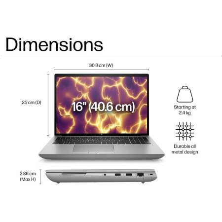 HP ZBook Fury 16 G9 / Intel Core i7-12850HX 16C / 15.6" FHD UWVA AG / 32 GB DDR5 / 1 TB SSD PCIe 4x4 / RTX A1000 / Windows 11 Pro / Garantie: 3 Jahre HP Offsite