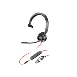 HP Poly Blackwire 3315 - Blackwire 3300 series - Headset On-Ear - kabelgebunden - 3,5 mm Stecker - USB-C - Schwarz - UC-zertifiziert - Zertifiziert für Microsoft Teams