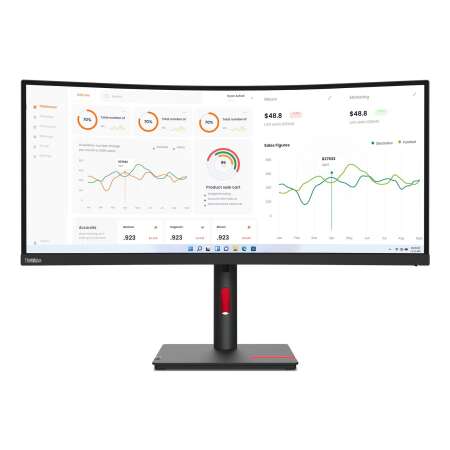 Lenovo ThinkVision T34w-30, 34" 21:9, 3440 x 1440, Vertical, 350 nits, 3000:1, HDMI, USB-C, RJ45, USB Hub