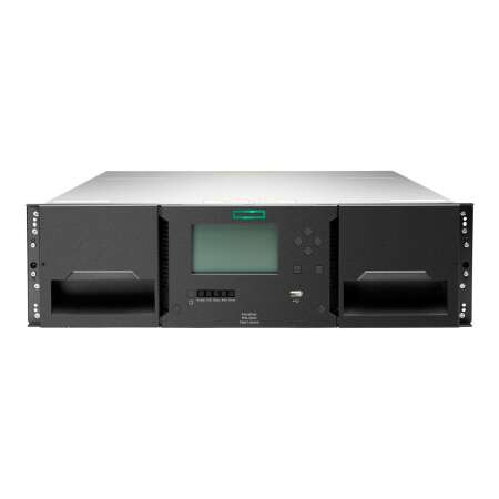 HPE StoreEver MSL3040 - Bandbibliothek - 720 TB / 1.8 PB - Steckplätze: 40 - LTO Ultrium (18 TB / 45 TB) HPE Renew Produkt,  x 1 - Ultrium 9 - SAS-3 - Rack - einbaufähig - 3U - 3 halbhohe (HH) LTO-Laufwerke pro Modul - Barcode-Leser - Verschlüsselung