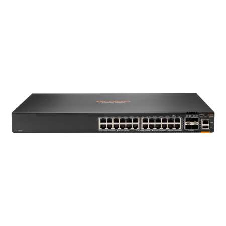 HPE Aruba CX 6300F - Switch - nur horizontale Oberflächenmontage - L3 - managed - 24 x 10/100/1000 (PoE+) + 4 x 50 Gigabit Ethernet SFP56 - Front und Seite zu Hinterseite - an Rack montierbar - PoE+ - TAA-konform HPE Aruba CX 6300F - Switch - nur horizont