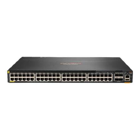 HPE Aruba Networking 6300M 48p 10M/100M/1G Class4 PoE 4p SFP56 50G TAA Switch - Switch - max. Stapelentfernung 10 km - L3 - managed - 48 x 10/100/1000 (PoE+) + 4 x 1 Gigabit / 10 Gigabit / 25 Gigabit / 50 Gigabit SFP56 (Uplink / Stacking) - Front und Seit