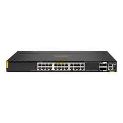 HPE Aruba Networking 6300M 24p 10M/100M/1G Class4 PoE 4p SFP56 50G TAA Switch - Switch - max. Stapelentfernung 10 km - L3 - managed - 24 x 10/100/1000 (1 PoE+) + 4 x 1 Gigabit / 10 Gigabit / 25 Gigabit / 50 Gigabit SFP56 (Uplink / Stacking) - Front und Se