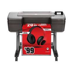 HP DesignJet Z6 PostScript - 610 mm (24") Grossformatdrucker - Farbe - Tintenstrahl - Rolle (61 cm) 2400 x 1200 dpi - bis zu 1.4 Min./Seite (einfarbig)/ bis zu 1.4 Min./Seite (Farbe) - Kapazität: 1 Rolle - Gigabit LAN - USB-Host - cutter